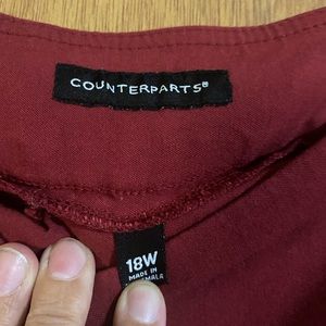 Burgundy colored cropped slacks with ankle detail, counterparts brand size 18w